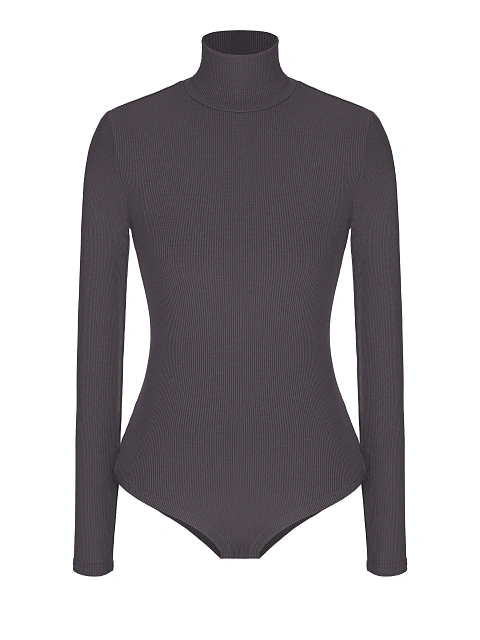 Серое боди из хлопка с высоким горлом, 1