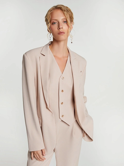 Пудровый костюм-тройка из вискозы, 10