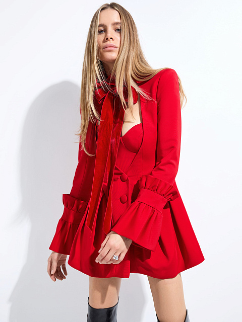 Красный комплект из платья-жакета и топа, 3 Красный комплект из платья-жакета и топа, 3