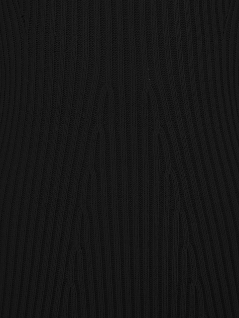 Черное вязаное платье-миди с круглым вырезом, 6