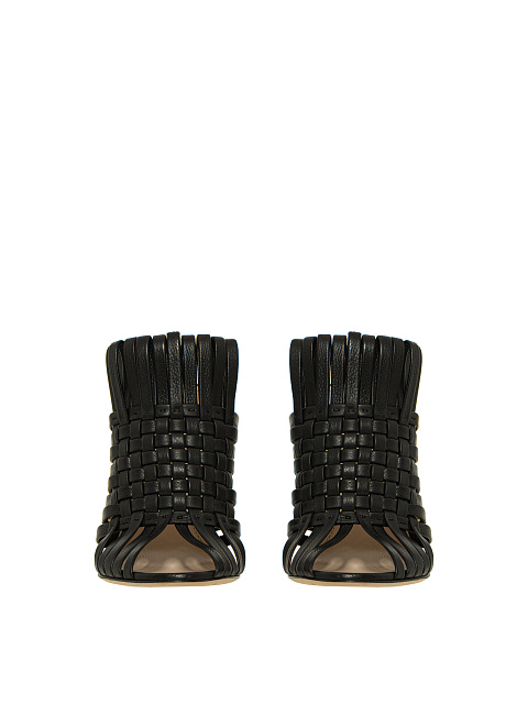 Черные плетеные кожаные мюли на каблуке, 2