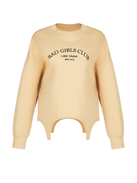 Песочный свитшот Bad Girls Club с черной вышивкой, 1