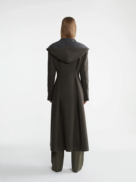 Серое однобортное пальто с капюшоном, 4 Серое однобортное пальто с капюшоном, 4