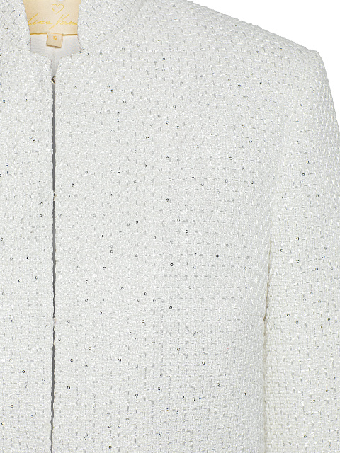 Белый твидовый жакет с бантом, 4