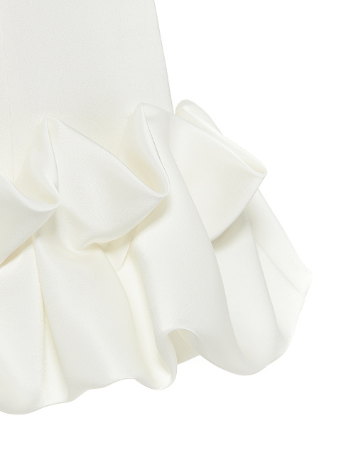 Белое атласное платье-мини с буфами на подоле, 3 Белое атласное платье-мини с буфами на подоле, 3