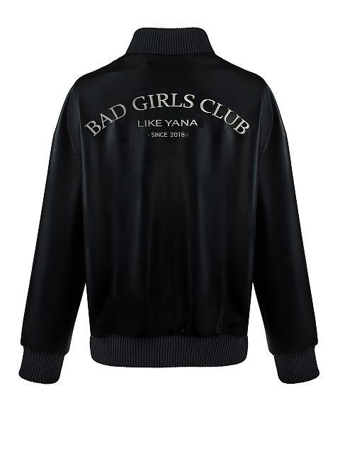 Черный бомбер Bad Girls Club из эко-кожи, 2 Черный бомбер Bad Girls Club из эко-кожи, 2
