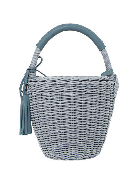Серая сумка-корзина с декором из кожи, 1