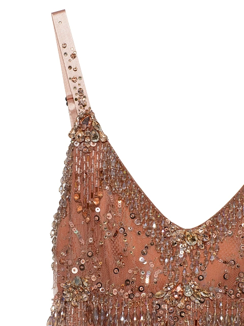 Светло-коричневое платье-мини из кружева с бисером, 6 Светло-коричневое платье-мини из кружева с бисером, 6