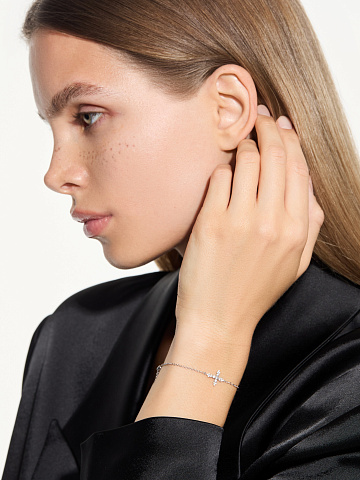 Браслет из белого золота с крестом, 2