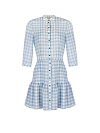 Голубое шифоновое платье-мини в клетку Голубое шифоновое платье-мини в клетку