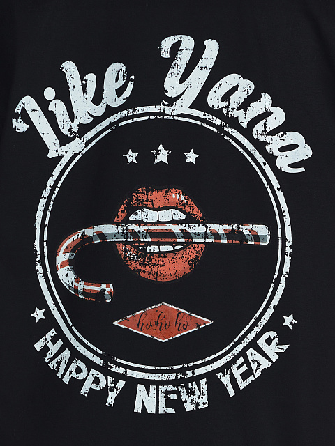 Черная укороченная футболка с принтом, 3