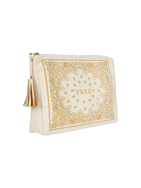 Текстильная косметичка с золотистым принтом, 2 Текстильная косметичка с золотистым принтом, 2