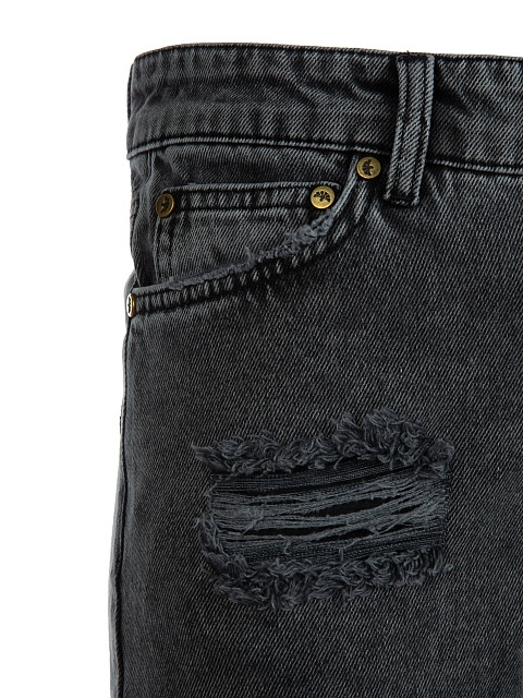 Расклешенные темно-серые джинсы из хлопка, 6