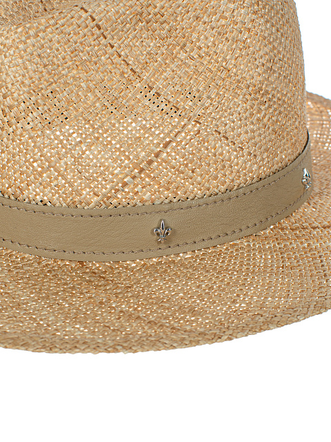 Соломенная шляпа с отделкой из бежевой кожи и лилиями, 4 Соломенная шляпа с отделкой из бежевой кожи и лилиями, 4