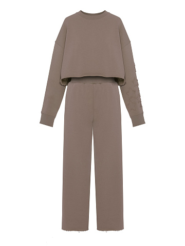 Коричневый хлопковый костюм со звездами, 1