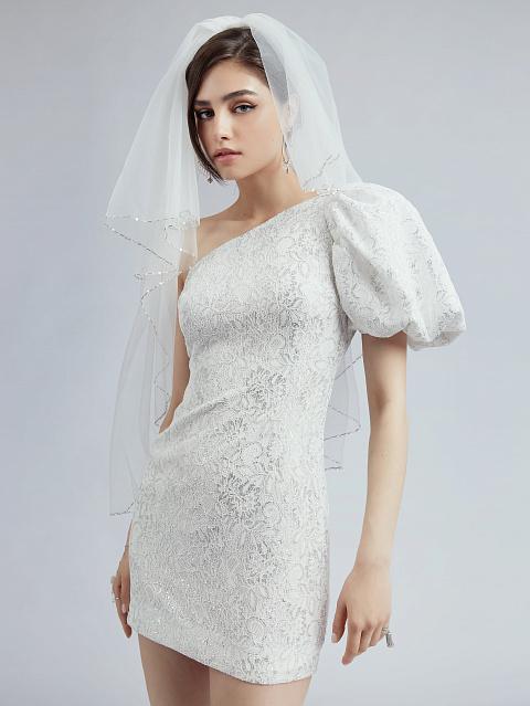 Белое платье-мини из кружева, 6