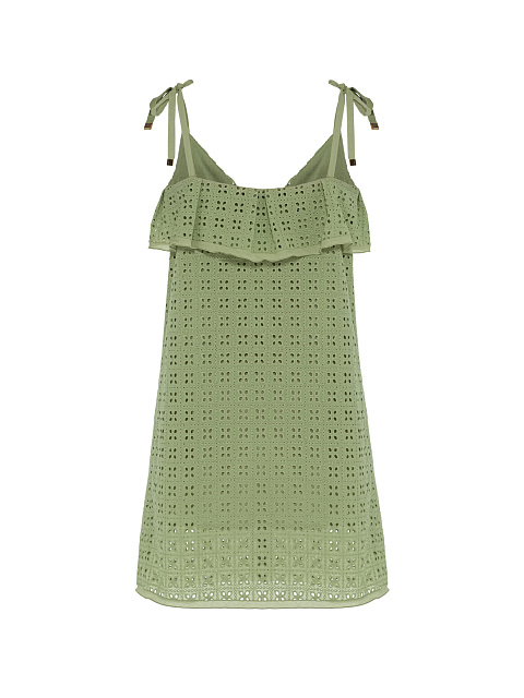 Зеленое хлопковое платье-мини, 3