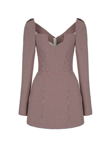 Красное платье-мини в клетку, 1