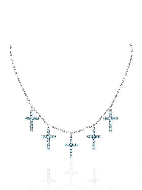 Колье из серебра с подвесками-крестиками с топазами, 1 Колье из серебра с подвесками-крестиками с топазами, 1