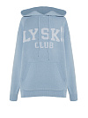 Джемпер с капюшоном голубого цвета, белый принт "LY SK!! CLUB"