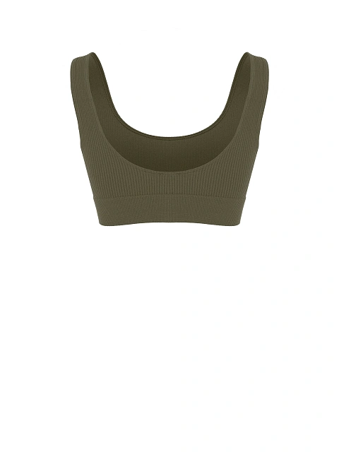 Спортивный топ цвета хаки из трикотажа в рубчик, 2