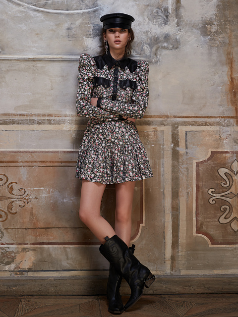 Черная кожаная кепка с вышивкой, 4 Черная кожаная кепка с вышивкой, 4