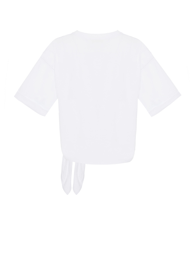 Белая футболка с завязками и черной вышивкой, 2