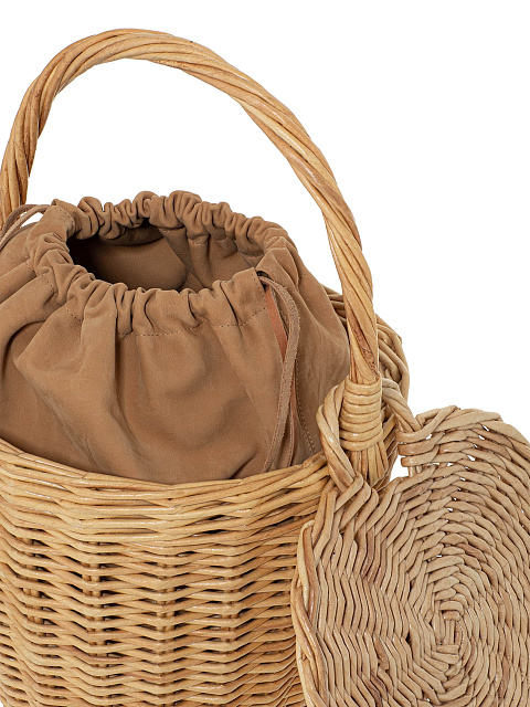 Сумка-корзина с крышкой и мешочком из кожи песочного цвета, 3 Сумка-корзина с крышкой и мешочком из кожи песочного цвета, 3