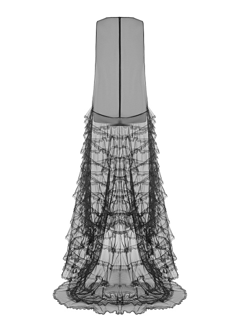 Черное платье-макси из сетки с кружевом, 7