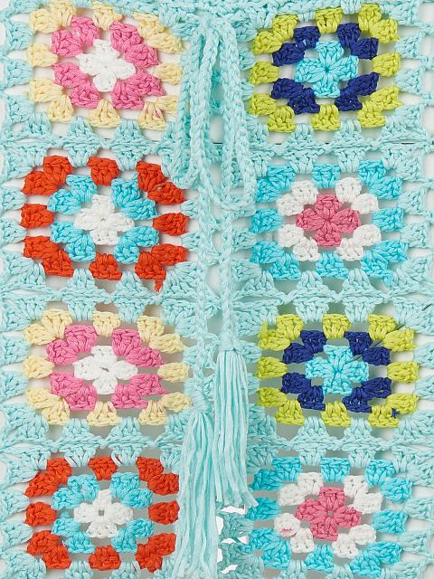 Голубой вязаный комплект в технике кроше, 3