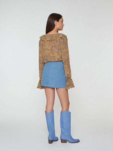 Коричневая блузка из шифона с леопардовым принтом, 4