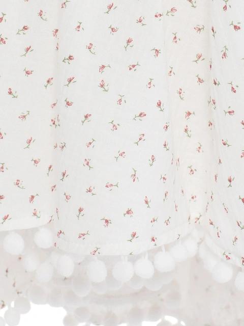 Белое платье-мини из муслина с красным принтом и открытой спиной, 3