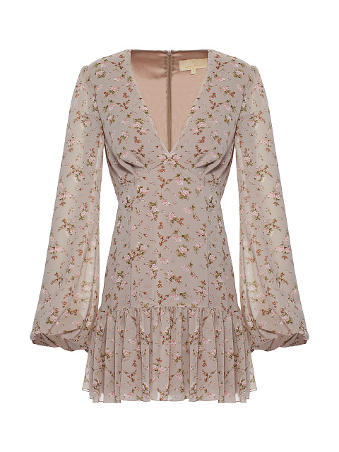 Шифоновое платье-мини с цветочным принтом, 1