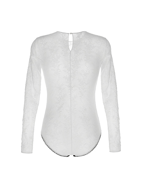 Боди из белого кружева с черной отделкой, 2