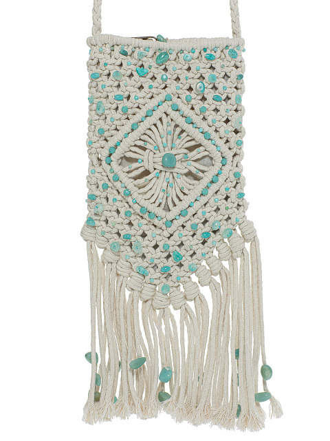 Белая сумка-мини с вышивкой бусинами, 3