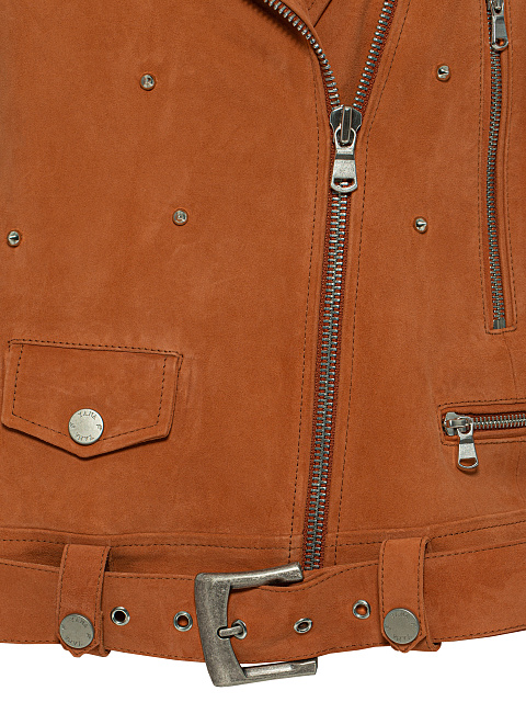 Коричневый замшевый жилет с шипами, 3