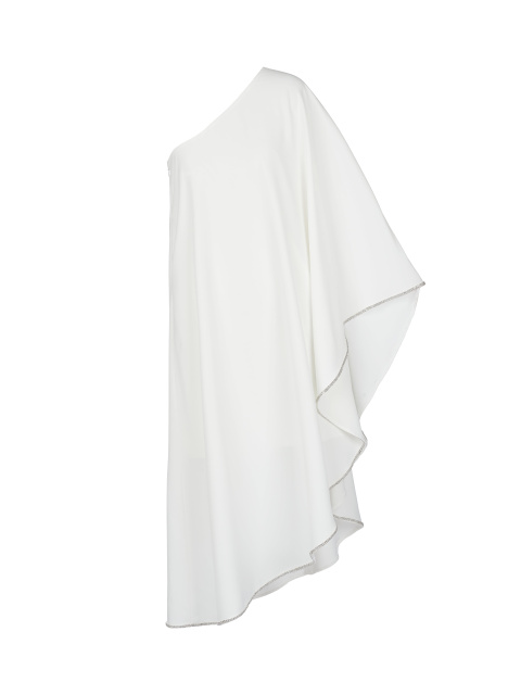 Белое асимметричное платье-миди со стразами, 1