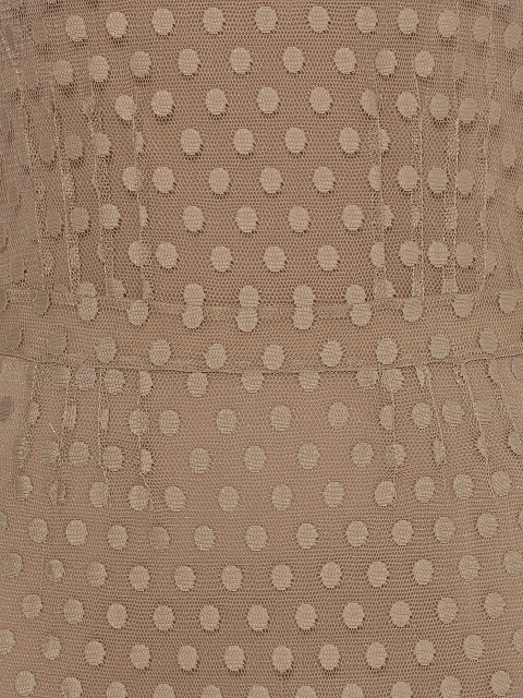 Бежевое платье из сетки с мехом норки, 4