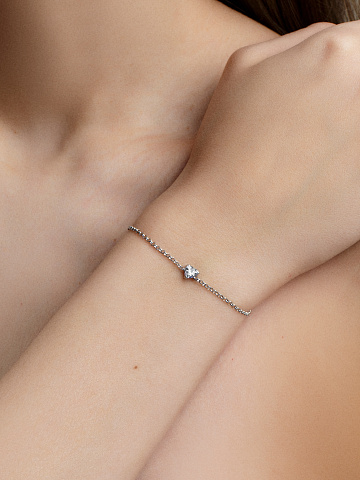 Серебряный браслет с фианитом в форме сердца, 2 Серебряный браслет с фианитом в форме сердца, 2