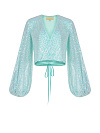 Бирюзовая блузка на запах в пайетках Бирюзовая блузка на запах в пайетках
