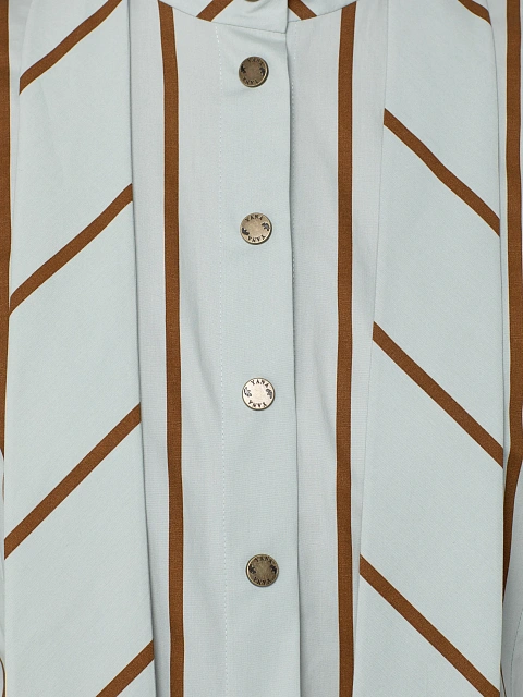 Мятное асимметричное платье-миди из хлопка в полоску, 3