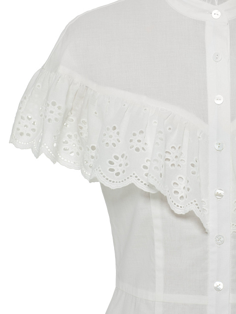 Белое хлопковое платье-мини, 5