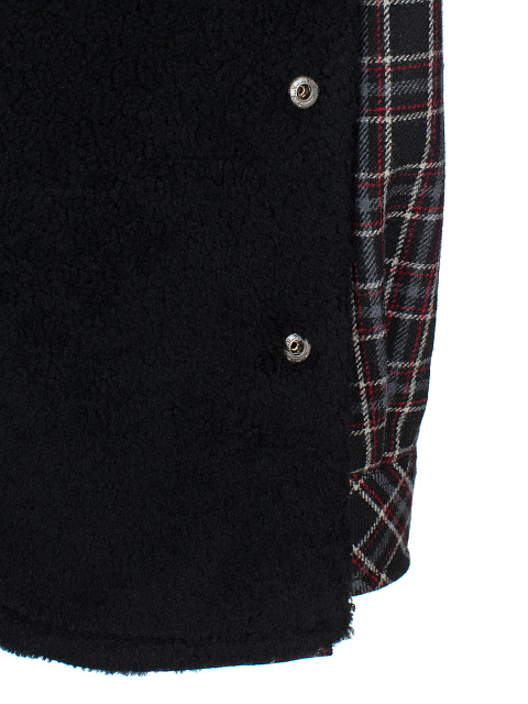 Черная куртка в клетку с подкладом из овчины, 5