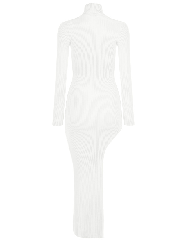 Белое трикотажное платье-макси с вырезом, 2