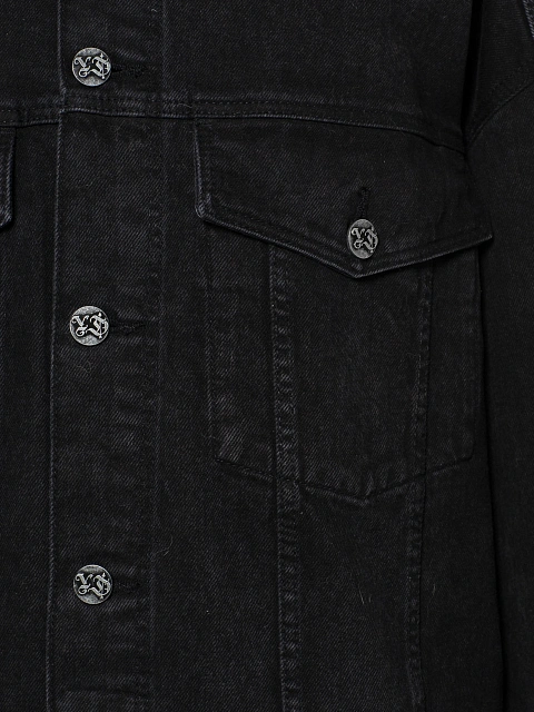 Черная удлиненная джинсовая куртка с подкладом из бобкэта, 3