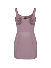 Платье-мини из сиреневой эко-кожи на лямках, розы на лифе (Весна 24)  