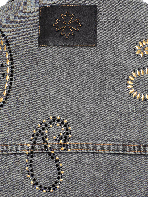 Светло-серая джинсовая куртка с кристаллами, 4