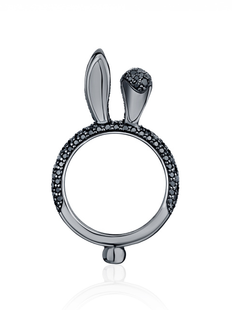 Кольцо в виде кролика из черненого золота и черных бриллиантов, 1