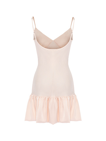 Светло-розовое платье-комбинация с воланом, 2