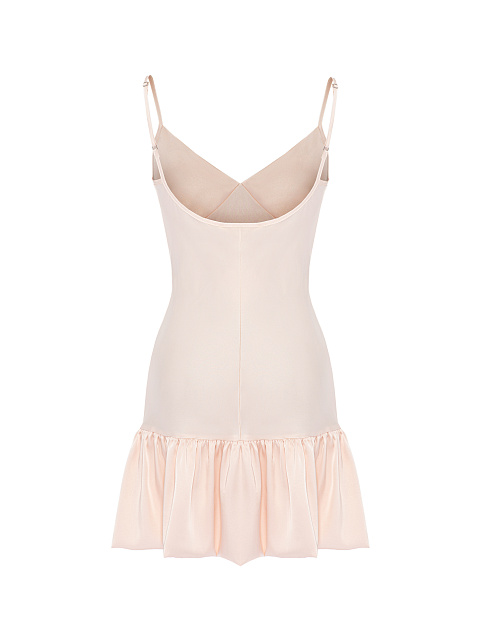 Светло-розовое платье-комбинация с воланом, 2